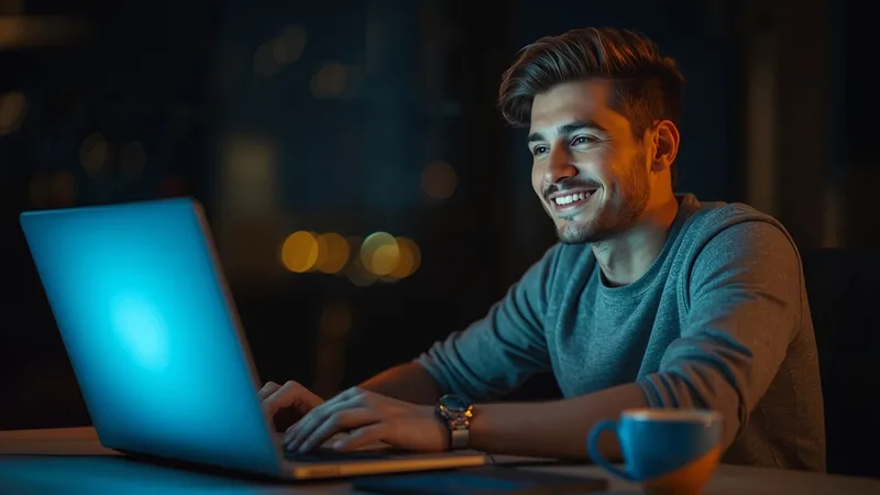 A man smiling, video chatting live with a woman on ChatMe